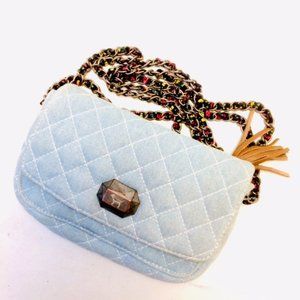 Denim Quilted Cross Body Shoulder Bag